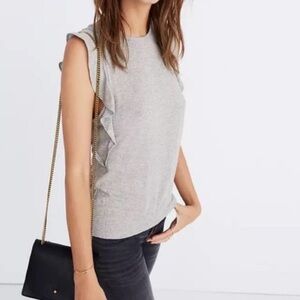 Madewell Metallic Ruffle Tank Top - Gold Sparkle